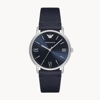 Amporio Armani Three-Hand Blue Leather Watch
